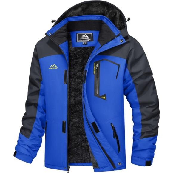 Men's Winter Coats Water Resistant Ski Snow Jacket Warm Fleece Jacket Raincoats - Picture 1 of 7